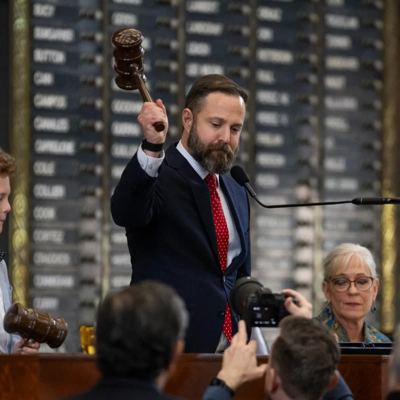 Speaker of the House Dustin Burrows with gavel
