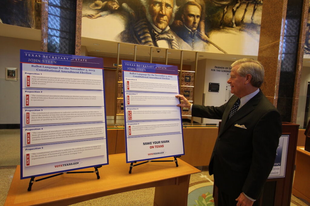 Constitutional Amendment Ballot Order Drawing Texas