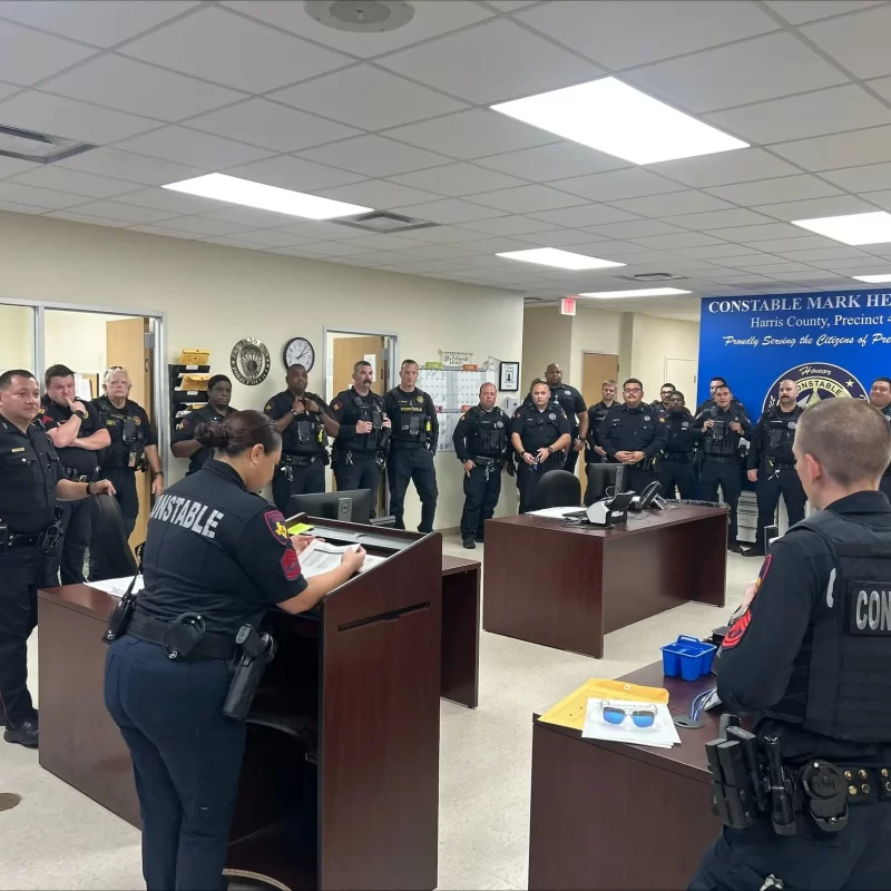 Group of Texas constables at a meeting at the precinct office