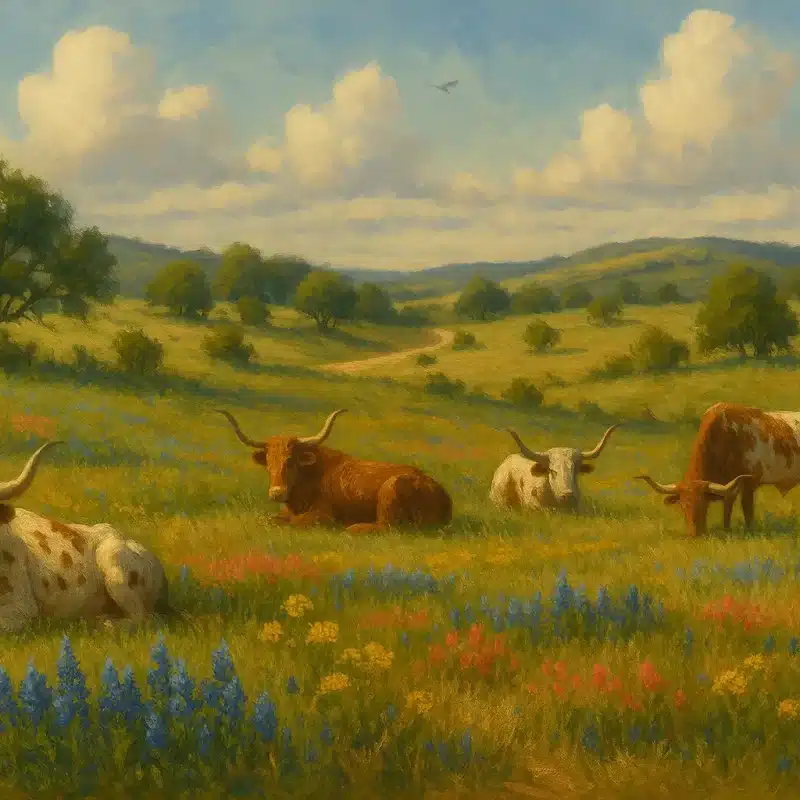 Longhorns Grazing C