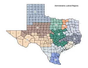 Map of judicial regions of Texas