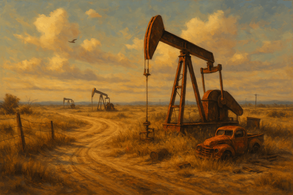 Pumpjacks in Texas Oil Painting