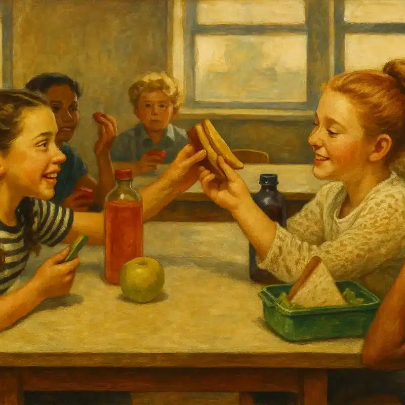 School Cafeteria Oil Painitng