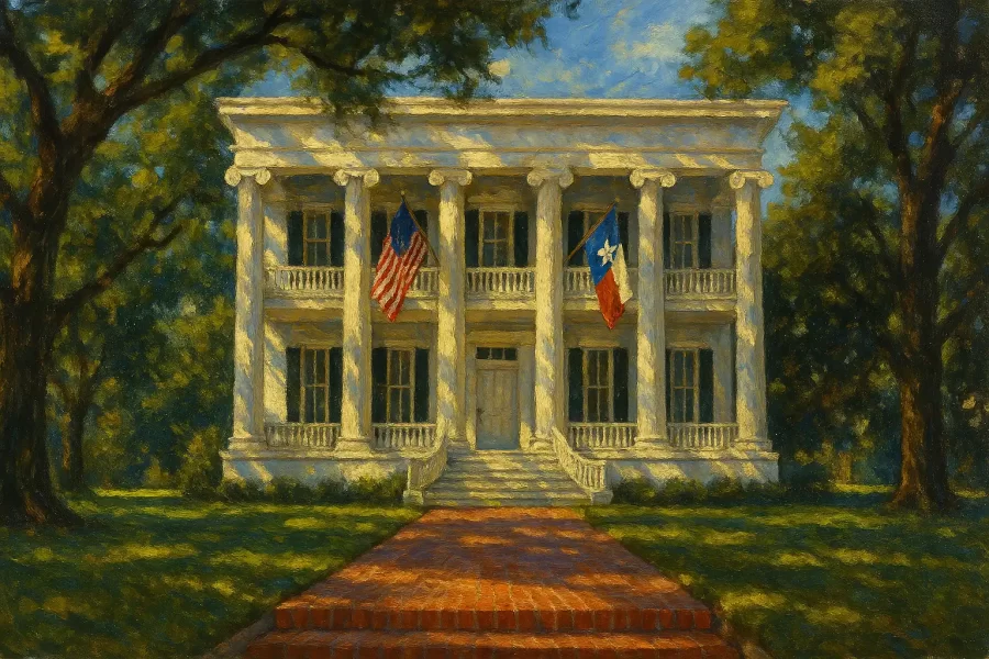 Oil painting of the Texas Governors Mansion