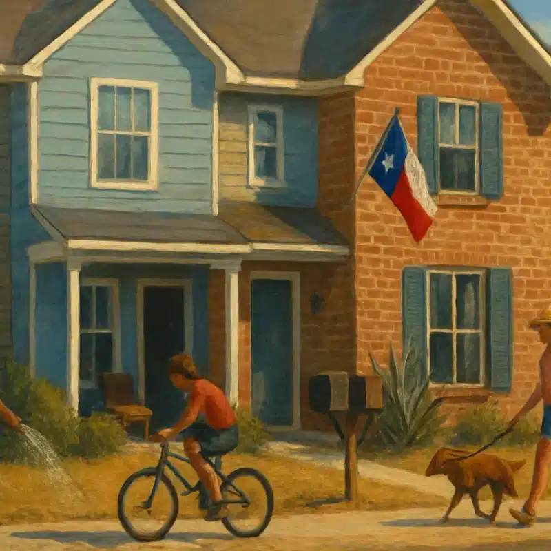 Texas Row Houses Oil Painting