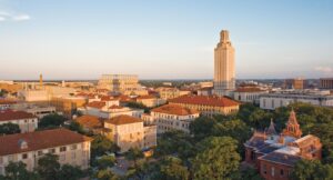 Aerial photo of the University of Texas at Austin