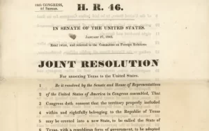 First page of the Joint Resolution H.R. 46 annexing Texas to the United States, passed by the Congress in 1845.