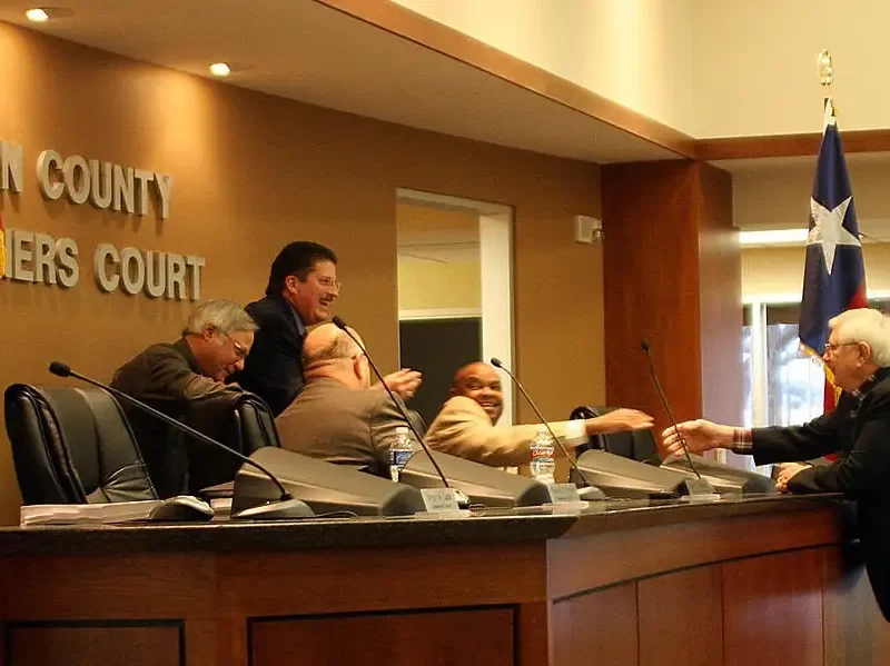 Commissioners Court dais in Galveston County, Texas.
