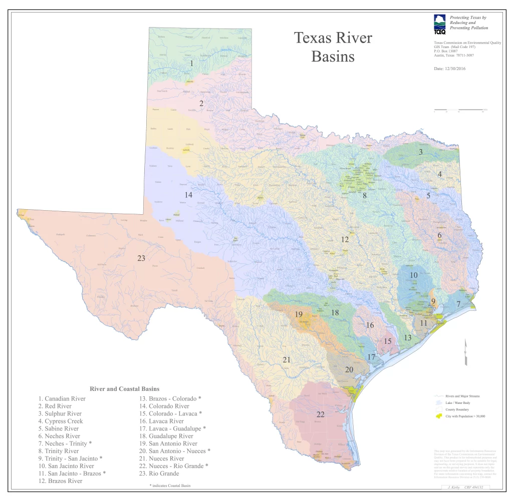 Map of River Flood Areas in Texas