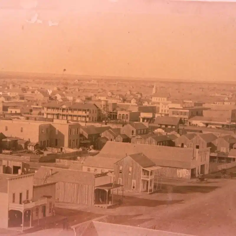 Photograph from water tower showing Abilene in the 1880s.