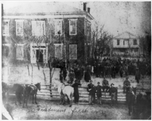 Old photograph depicting Freedmen's First Vote in Palestine, Texas