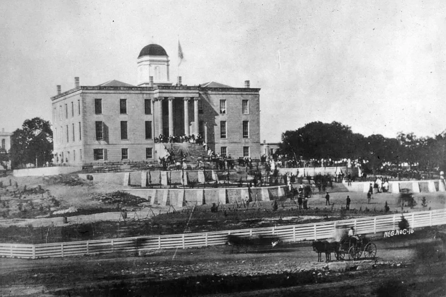 The Texas Capitol building where delegates met to declare session in 1861, as seen in 1857.