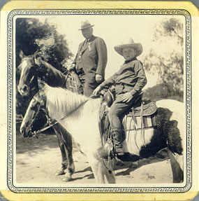 Governor Dolph Briscoe, as a boy, with Dolph Briscoe, as a boy, with family friend Governor Ross Sterling, circa 1940.
