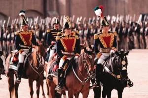 Arrival of the Mexican Army to San Antonio de Bexar (present-day Texas, USA) in 1836, as portrayed in the 2004 film 'The Alamo'.