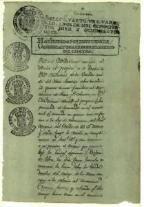 Page 3 of the original 1825 signed empresario contract in Spanish between Green DeWitt and the Mexican government