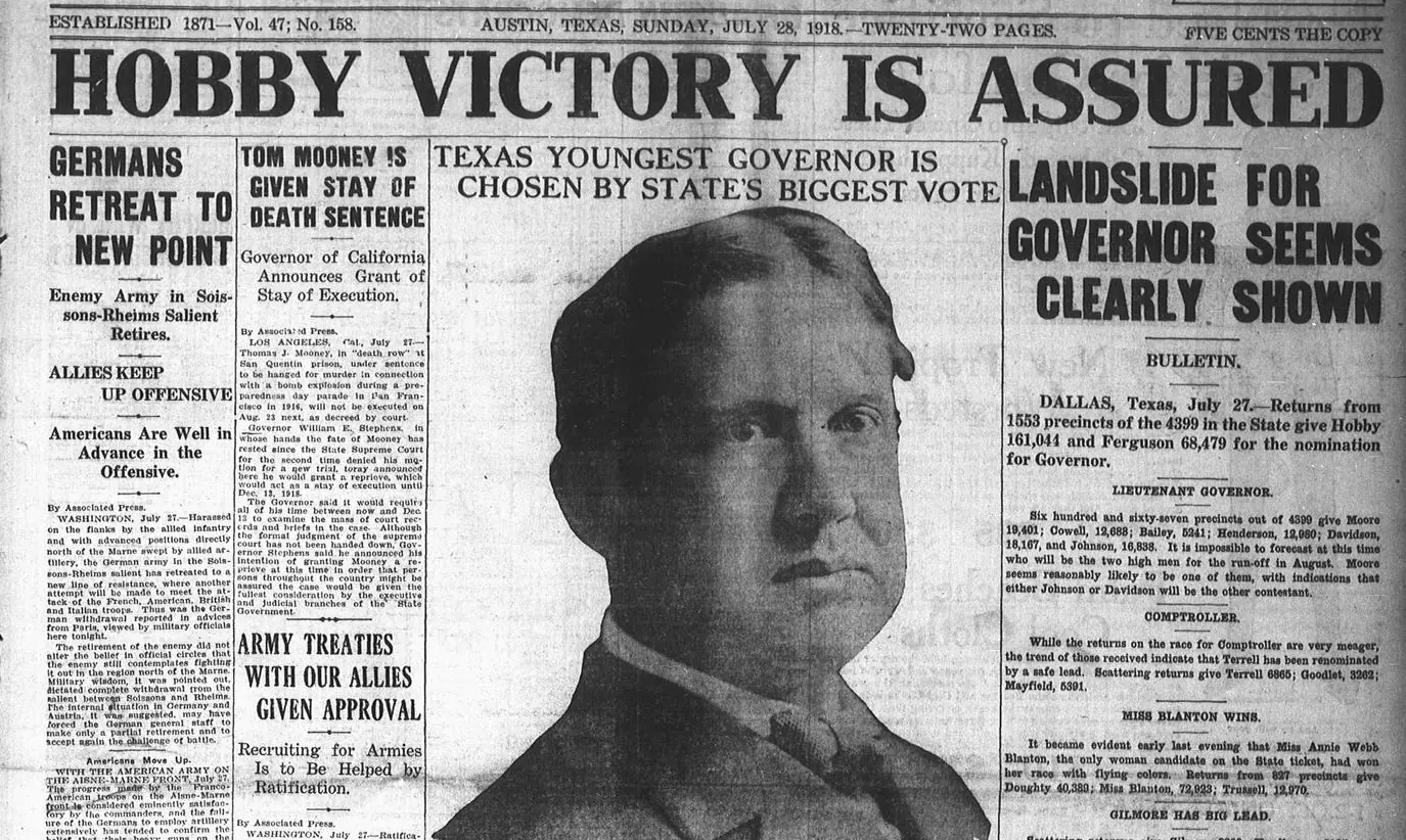 W.P. Hobby: Texas Governor Who Backed Women’s Suffrage and Alcohol Ban