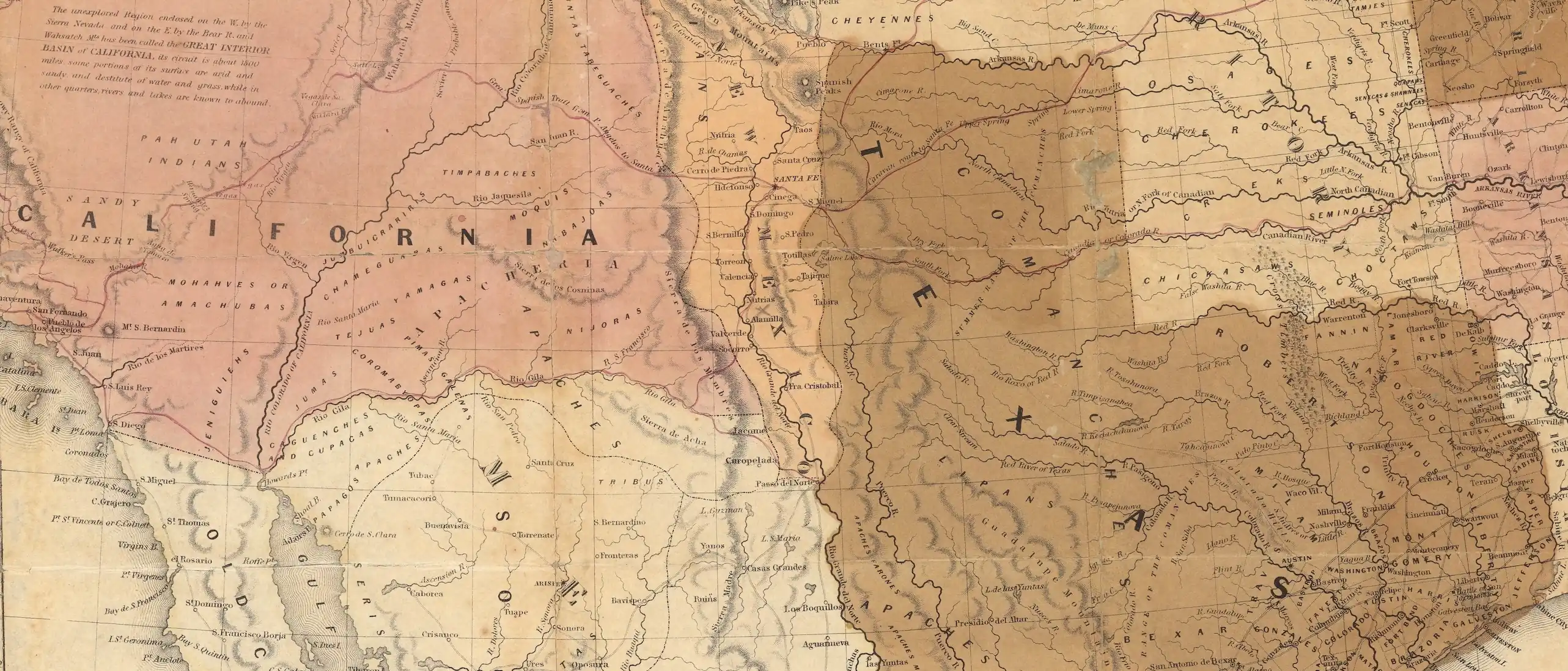 Map of Texas and the West After the Mexican-American War (1849)