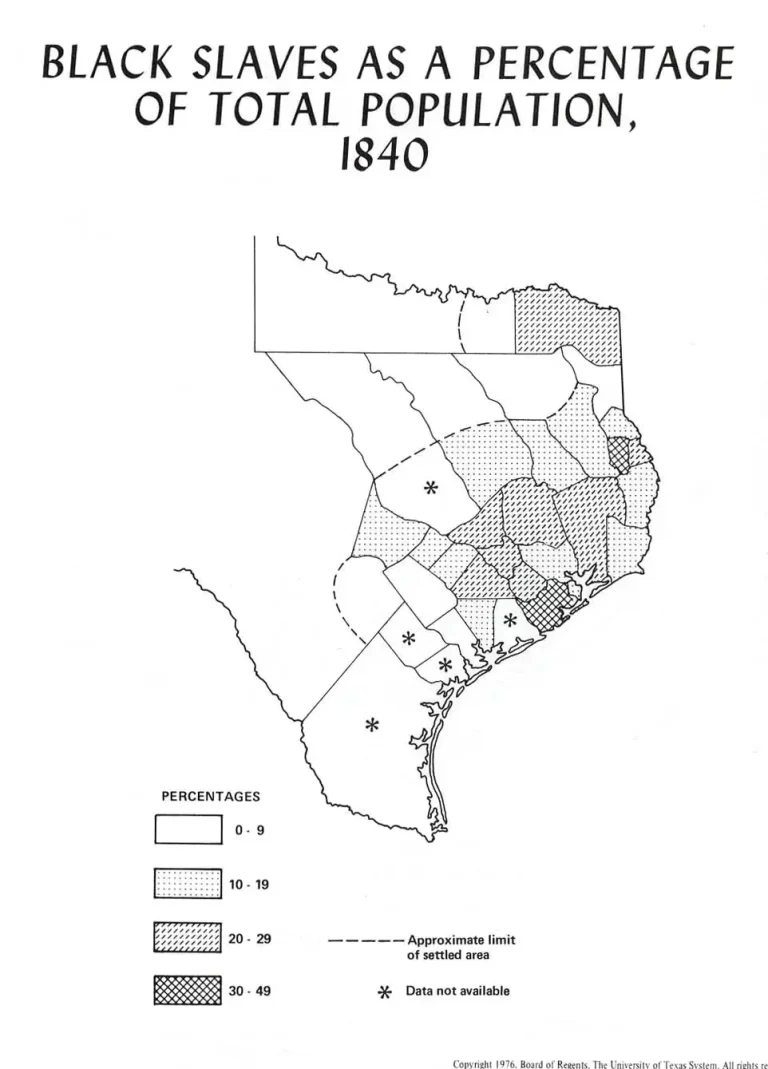 Map of the slave population of Texas in 1840.
