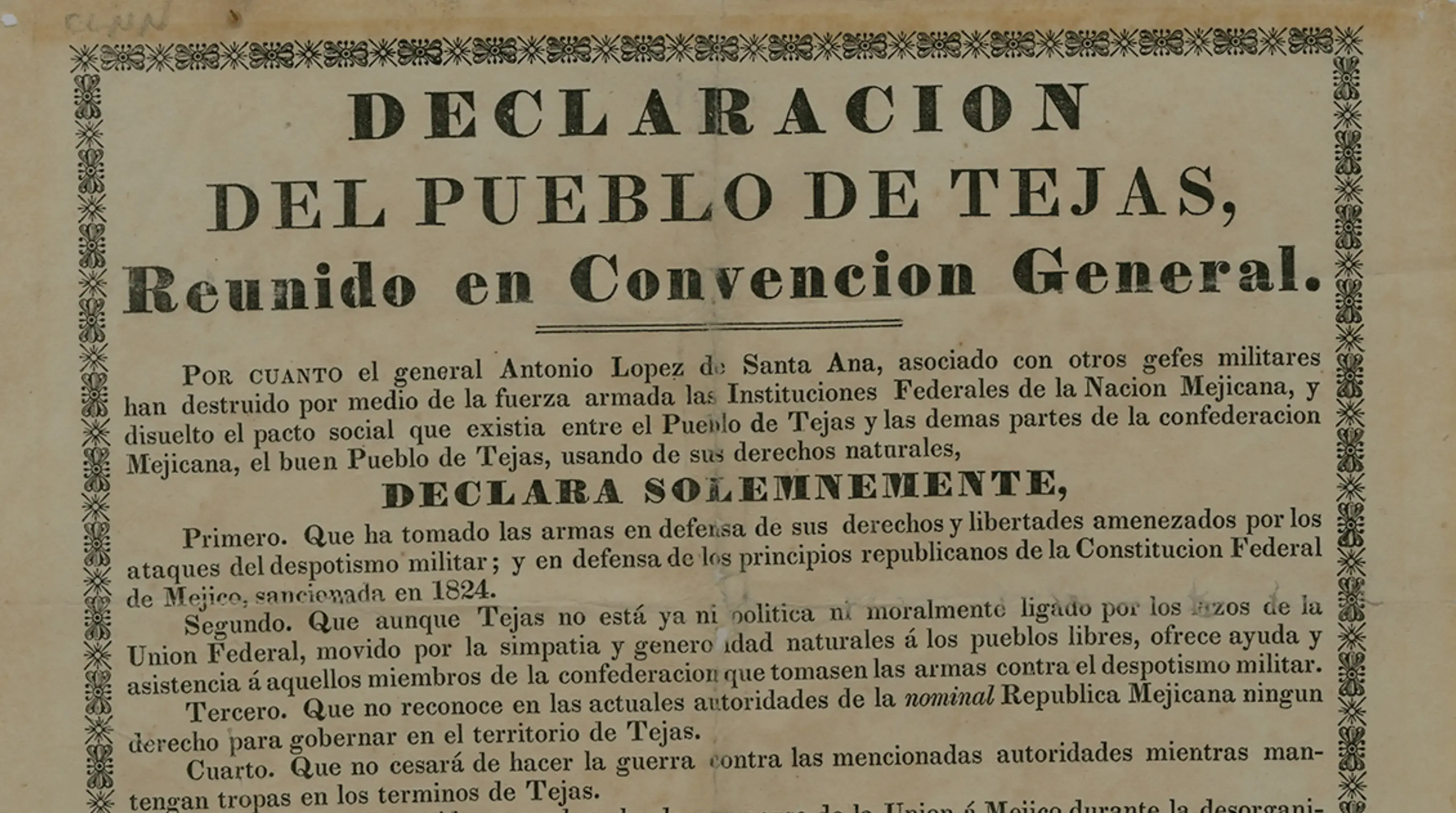 The Proclamation of the 1835 Consultation